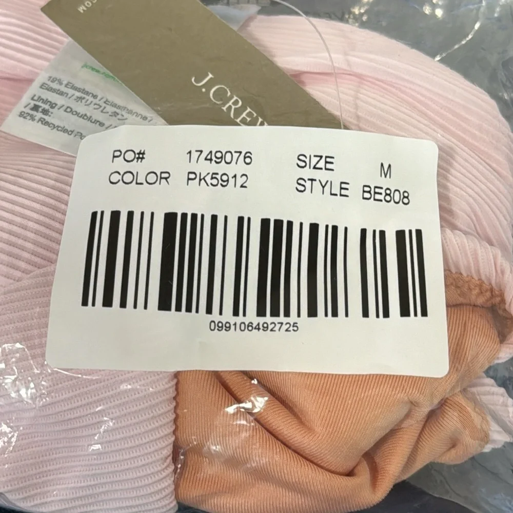 J. Crew‎ Ribbed High Rise Cheeky Bikini Bottom Women's M Pink New BE808